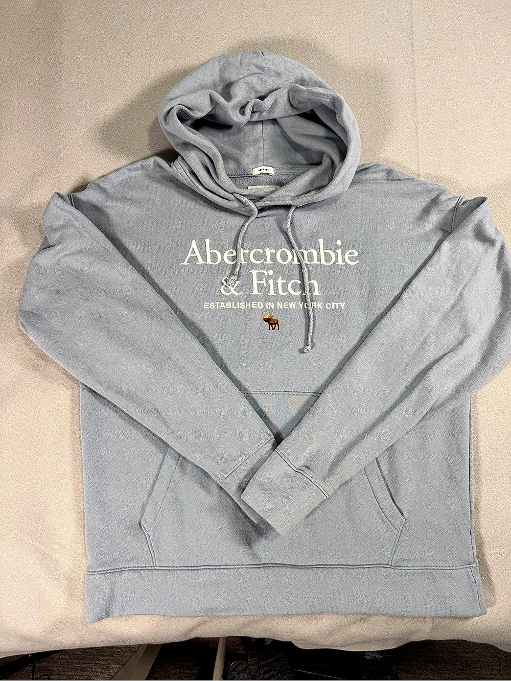 Abercrombie & Fitch Soft A&F Fleece Relaxed Logo Hoodie Gray Large